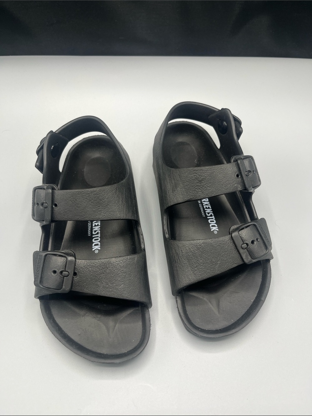 Birkenstock black Milano Essentials kids Eva 2 strap sling back sandal Sz 3
